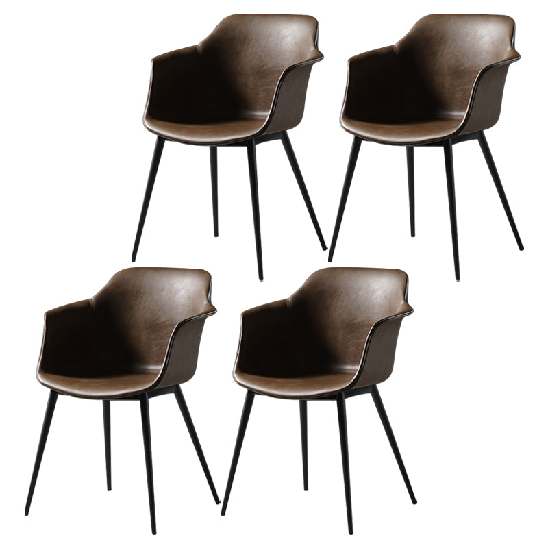 Scandinavian Dining Arm Chair Solid Back Side Chair with 4 Metal Legs for Home Use Brown Set of 4 Clearhalo ' kitchen&dining_furn' 'Dining Chairs' 'Dining Tables & Seating' 'dining_chair' 'Furniture' 'furniture_dining_chair' 'Kitchen & Dining Furniture' 'kitchen' 3598317