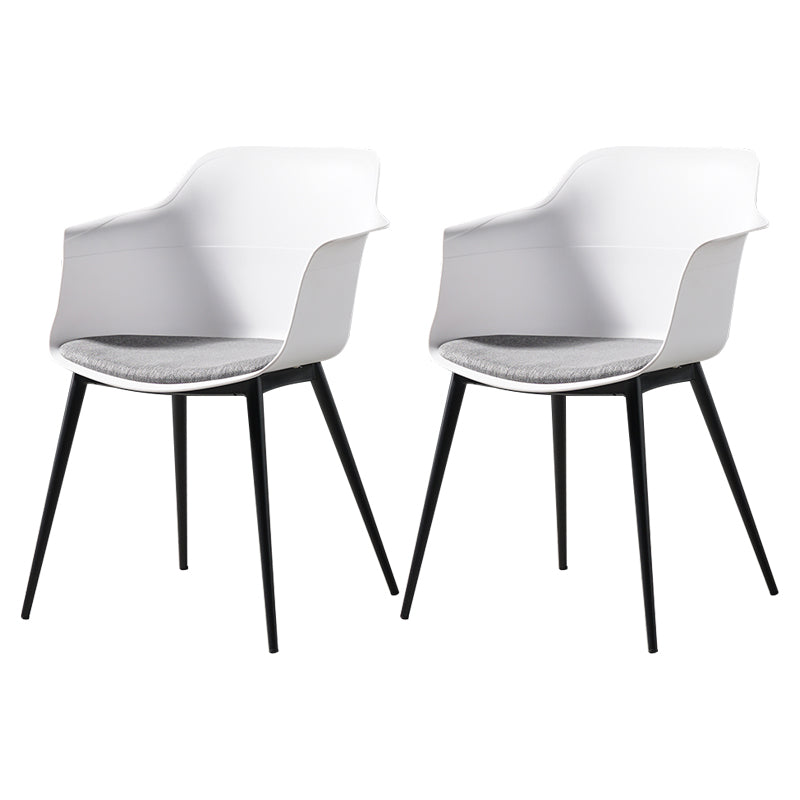Scandinavian Dining Arm Chair Solid Back Side Chair with 4 Metal Legs for Home Use White Set of 2 Clearhalo ' kitchen&dining_furn' 'Dining Chairs' 'Dining Tables & Seating' 'dining_chair' 'Furniture' 'furniture_dining_chair' 'Kitchen & Dining Furniture' 'kitchen' 3598320