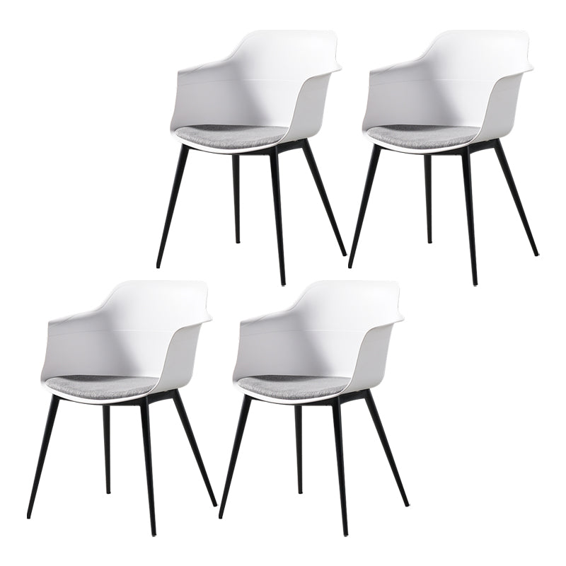 Scandinavian Dining Arm Chair Solid Back Side Chair with 4 Metal Legs for Home Use White Set of 4 Clearhalo ' kitchen&dining_furn' 'Dining Chairs' 'Dining Tables & Seating' 'dining_chair' 'Furniture' 'furniture_dining_chair' 'Kitchen & Dining Furniture' 'kitchen' 3598323