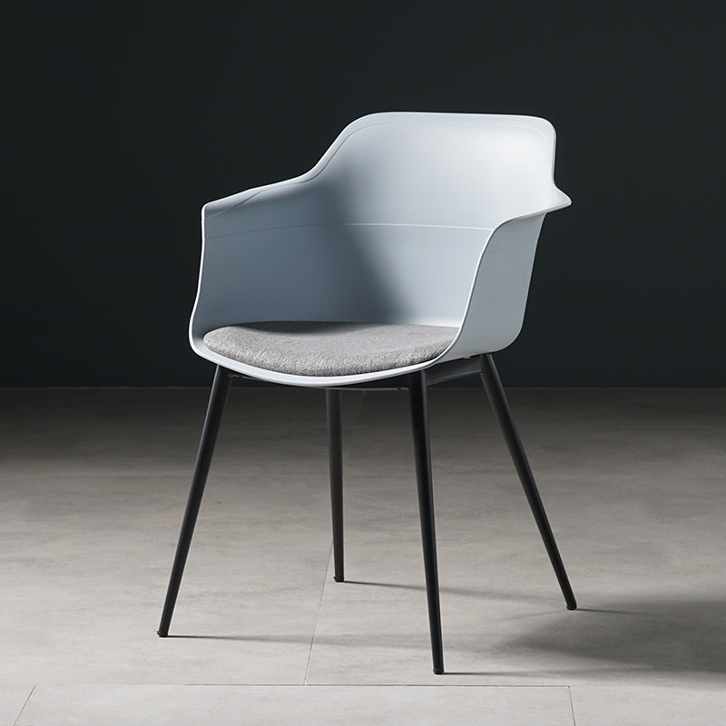 Scandinavian Dining Arm Chair Solid Back Side Chair with 4 Metal Legs for Home Use Light Blue 1 Piece Clearhalo ' kitchen&dining_furn' 'Dining Chairs' 'Dining Tables & Seating' 'dining_chair' 'Furniture' 'furniture_dining_chair' 'Kitchen & Dining Furniture' 'kitchen' 3598324