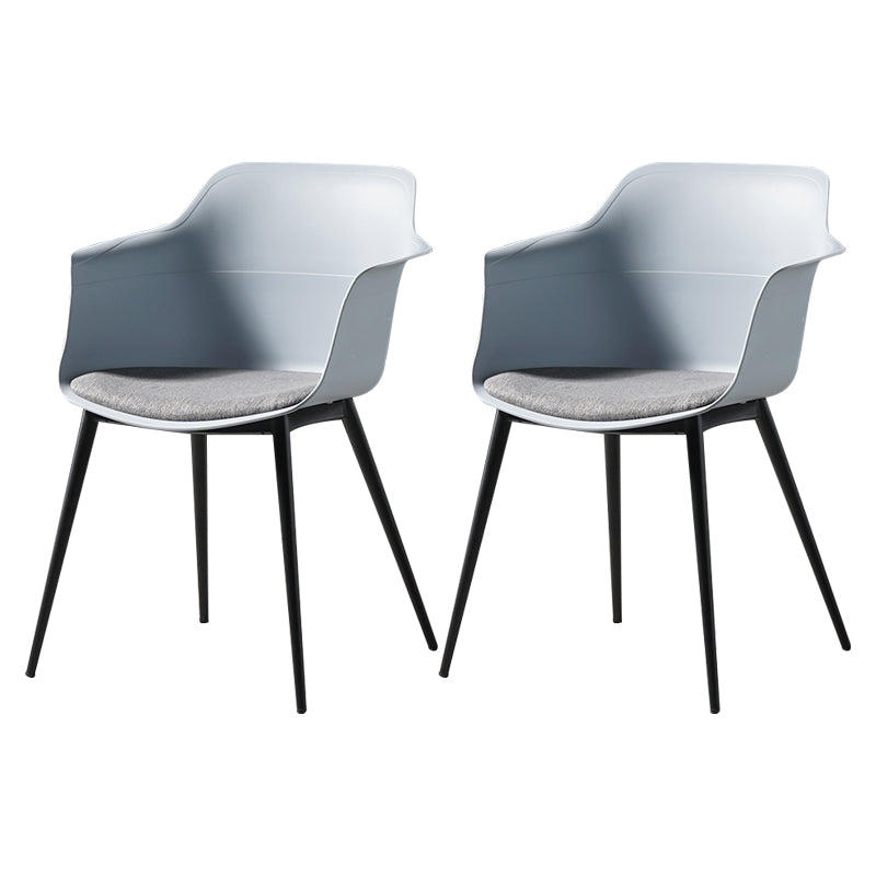 Scandinavian Dining Arm Chair Solid Back Side Chair with 4 Metal Legs for Home Use Light Blue Set of 2 Clearhalo ' kitchen&dining_furn' 'Dining Chairs' 'Dining Tables & Seating' 'dining_chair' 'Furniture' 'furniture_dining_chair' 'Kitchen & Dining Furniture' 'kitchen' 3598326