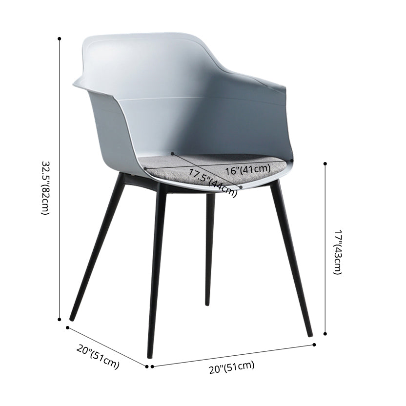 Scandinavian Dining Arm Chair Solid Back Side Chair with 4 Metal Legs for Home Use Clearhalo ' kitchen&dining_furn' 'Dining Chairs' 'Dining Tables & Seating' 'dining_chair' 'Furniture' 'furniture_dining_chair' 'Kitchen & Dining Furniture' 'kitchen' 3598329