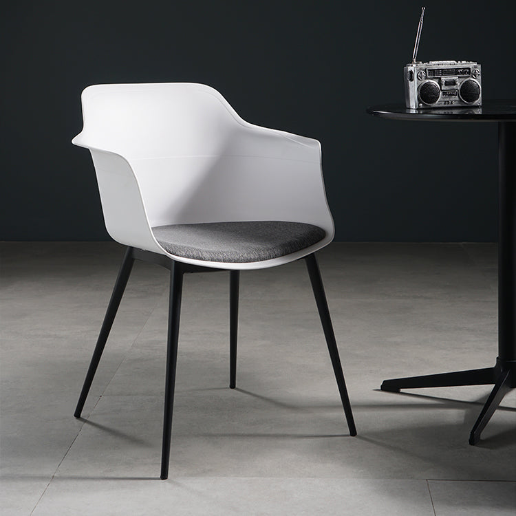 Scandinavian Dining Arm Chair Solid Back Side Chair with 4 Metal Legs for Home Use Clearhalo ' kitchen&dining_furn' 'Dining Chairs' 'Dining Tables & Seating' 'dining_chair' 'Furniture' 'furniture_dining_chair' 'Kitchen & Dining Furniture' 'kitchen' 3598330