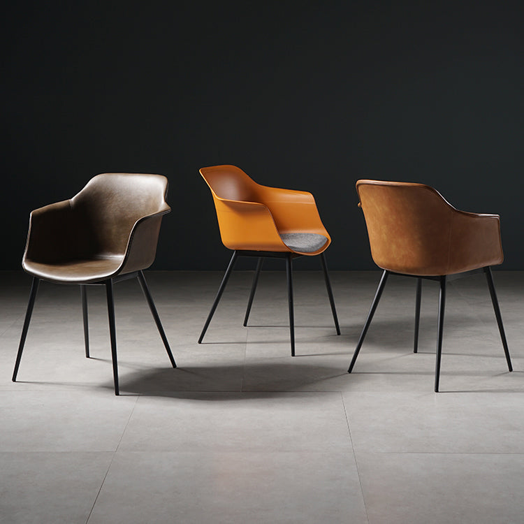 Scandinavian Dining Arm Chair Solid Back Side Chair with 4 Metal Legs for Home Use Clearhalo ' kitchen&dining_furn' 'Dining Chairs' 'Dining Tables & Seating' 'dining_chair' 'Furniture' 'furniture_dining_chair' 'Kitchen & Dining Furniture' 'kitchen' 3598331