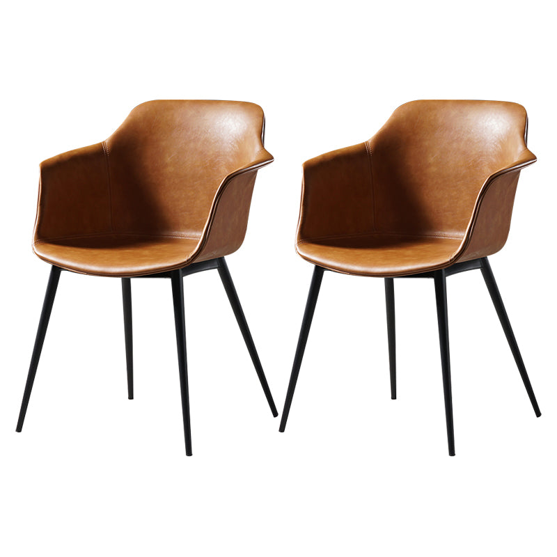 Scandinavian Dining Arm Chair Solid Back Side Chair with 4 Metal Legs for Home Use Tan Clearhalo ' kitchen&dining_furn' 'Dining Chairs' 'Dining Tables & Seating' 'dining_chair' 'Furniture' 'furniture_dining_chair' 'Kitchen & Dining Furniture' 'kitchen' 3598332