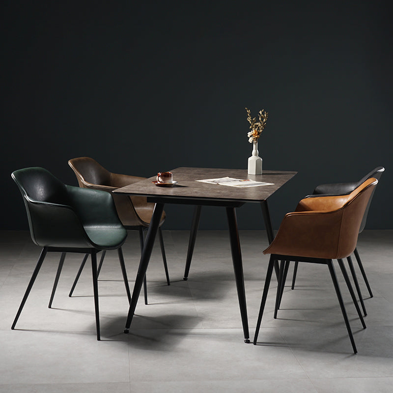 Scandinavian Dining Arm Chair Solid Back Side Chair with 4 Metal Legs for Home Use Clearhalo ' kitchen&dining_furn' 'Dining Chairs' 'Dining Tables & Seating' 'dining_chair' 'Furniture' 'furniture_dining_chair' 'Kitchen & Dining Furniture' 'kitchen' 3598333