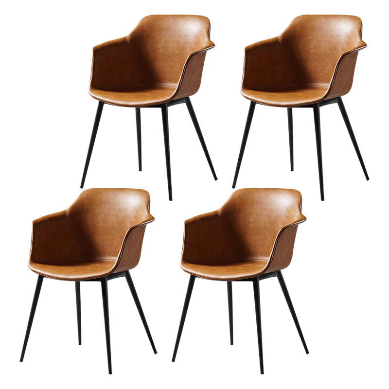 Scandinavian Dining Arm Chair Solid Back Side Chair with 4 Metal Legs for Home Use Tan Set of 4 Clearhalo ' kitchen&dining_furn' 'Dining Chairs' 'Dining Tables & Seating' 'dining_chair' 'Furniture' 'furniture_dining_chair' 'Kitchen & Dining Furniture' 'kitchen' 3598334