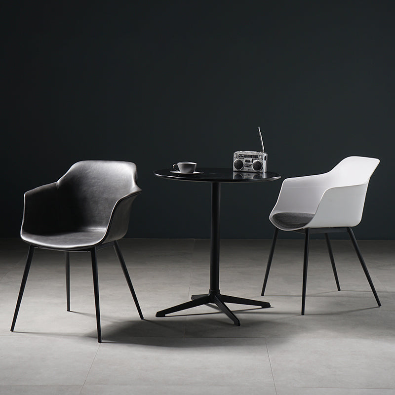 Scandinavian Dining Arm Chair Solid Back Side Chair with 4 Metal Legs for Home Use Clearhalo ' kitchen&dining_furn' 'Dining Chairs' 'Dining Tables & Seating' 'dining_chair' 'Furniture' 'furniture_dining_chair' 'Kitchen & Dining Furniture' 'kitchen' 3598335