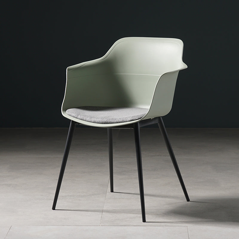 Scandinavian Dining Arm Chair Solid Back Side Chair with 4 Metal Legs for Home Use Light Green 1 Piece Clearhalo ' kitchen&dining_furn' 'Dining Chairs' 'Dining Tables & Seating' 'dining_chair' 'Furniture' 'furniture_dining_chair' 'Kitchen & Dining Furniture' 'kitchen' 3598336