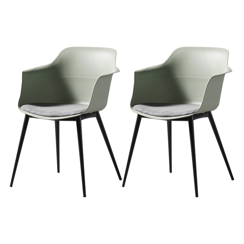 Scandinavian Dining Arm Chair Solid Back Side Chair with 4 Metal Legs for Home Use Light Green Set of 2 Clearhalo ' kitchen&dining_furn' 'Dining Chairs' 'Dining Tables & Seating' 'dining_chair' 'Furniture' 'furniture_dining_chair' 'Kitchen & Dining Furniture' 'kitchen' 3598337