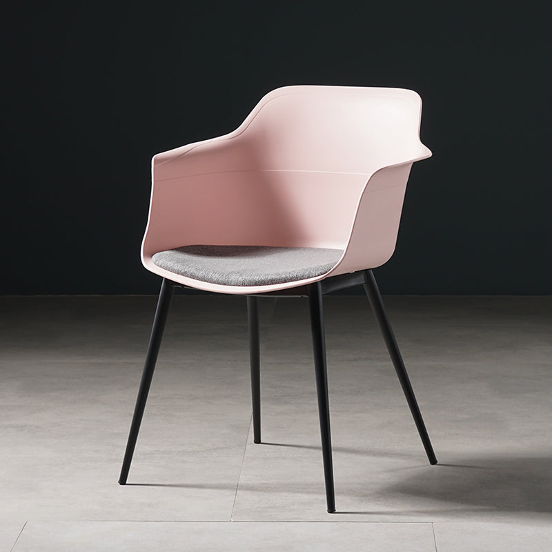 Scandinavian Dining Arm Chair Solid Back Side Chair with 4 Metal Legs for Home Use Pink 1 Piece Clearhalo ' kitchen&dining_furn' 'Dining Chairs' 'Dining Tables & Seating' 'dining_chair' 'Furniture' 'furniture_dining_chair' 'Kitchen & Dining Furniture' 'kitchen' 3598339