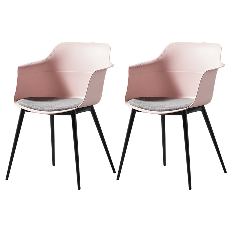 Scandinavian Dining Arm Chair Solid Back Side Chair with 4 Metal Legs for Home Use Pink Set of 2 Clearhalo ' kitchen&dining_furn' 'Dining Chairs' 'Dining Tables & Seating' 'dining_chair' 'Furniture' 'furniture_dining_chair' 'Kitchen & Dining Furniture' 'kitchen' 3598340