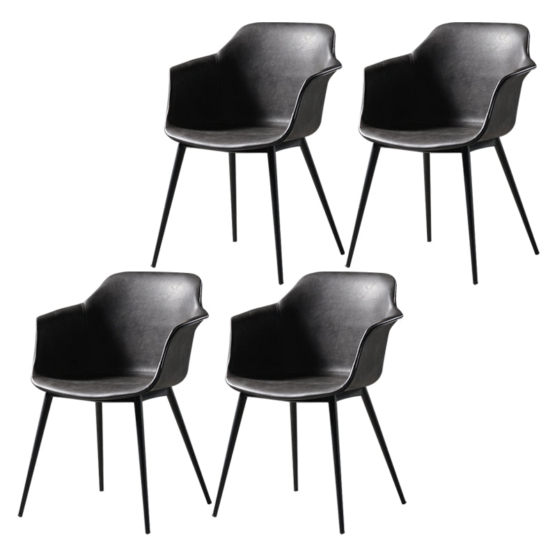 Scandinavian Dining Arm Chair Solid Back Side Chair with 4 Metal Legs for Home Use Dark Gray Set of 4 Clearhalo ' kitchen&dining_furn' 'Dining Chairs' 'Dining Tables & Seating' 'dining_chair' 'Furniture' 'furniture_dining_chair' 'Kitchen & Dining Furniture' 'kitchen' 3598344