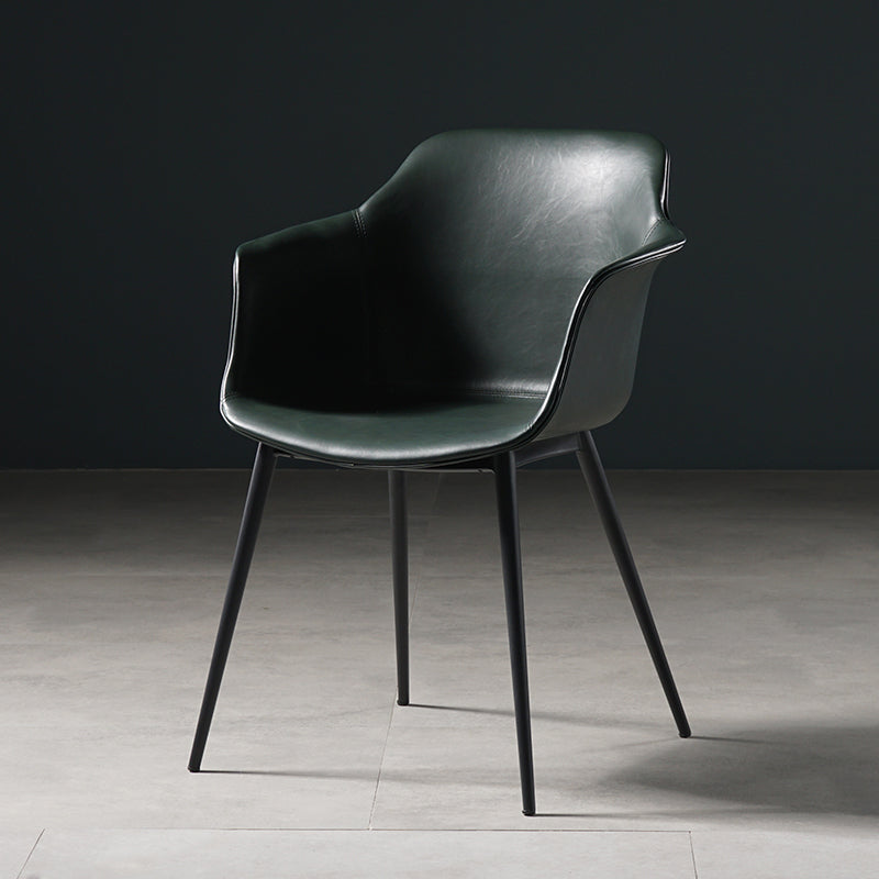 Scandinavian Dining Arm Chair Solid Back Side Chair with 4 Metal Legs for Home Use Blackish Green 1 Piece Clearhalo ' kitchen&dining_furn' 'Dining Chairs' 'Dining Tables & Seating' 'dining_chair' 'Furniture' 'furniture_dining_chair' 'Kitchen & Dining Furniture' 'kitchen' 3598345
