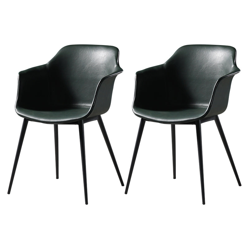 Scandinavian Dining Arm Chair Solid Back Side Chair with 4 Metal Legs for Home Use Blackish Green Set of 2 Clearhalo ' kitchen&dining_furn' 'Dining Chairs' 'Dining Tables & Seating' 'dining_chair' 'Furniture' 'furniture_dining_chair' 'Kitchen & Dining Furniture' 'kitchen' 3598346