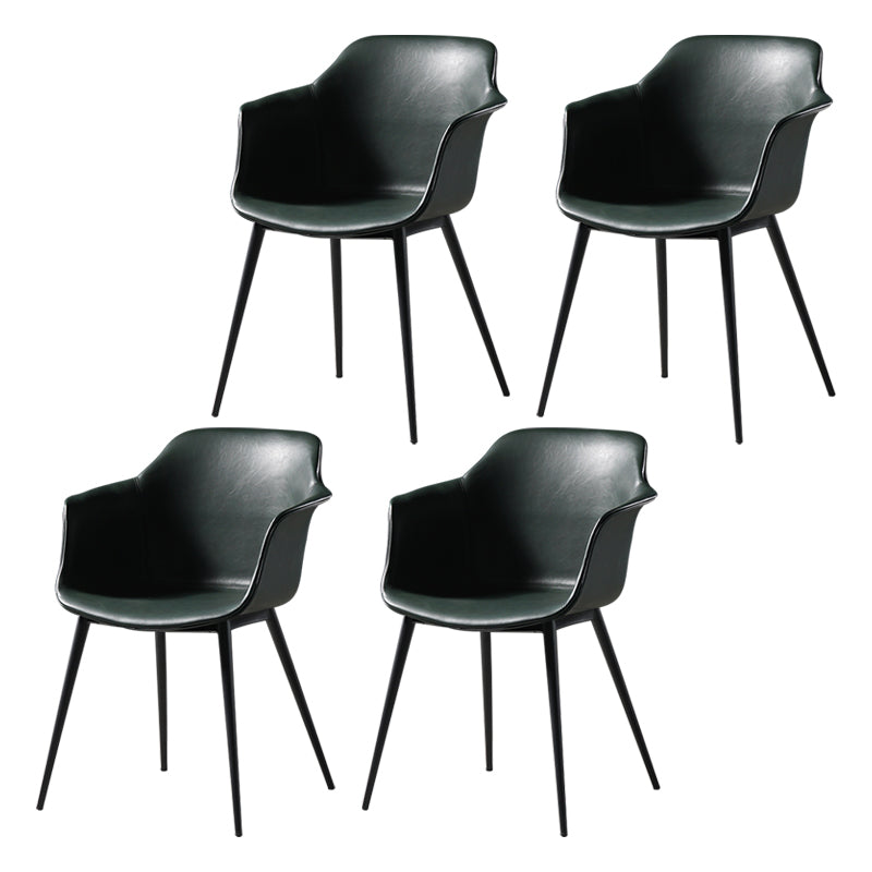 Scandinavian Dining Arm Chair Solid Back Side Chair with 4 Metal Legs for Home Use Blackish Green Set of 4 Clearhalo ' kitchen&dining_furn' 'Dining Chairs' 'Dining Tables & Seating' 'dining_chair' 'Furniture' 'furniture_dining_chair' 'Kitchen & Dining Furniture' 'kitchen' 3598347