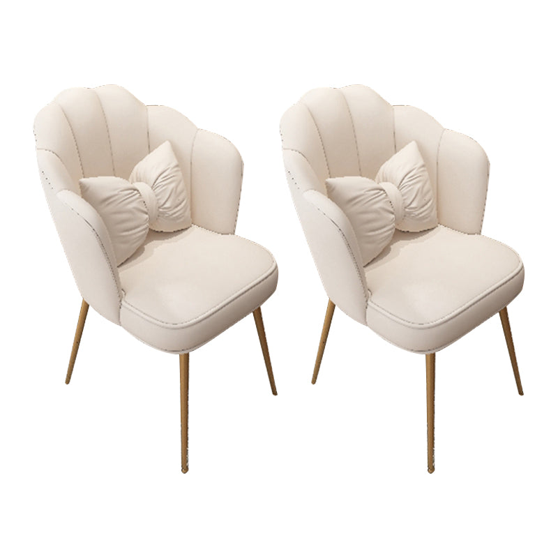 Scandinavian Dining Chair Solid Back Side Chair with 4 Metal Legs for Home Use Off-White 2 Piece Set Brass Gold Clearhalo ' kitchen&dining_furn' 'Dining Chairs' 'Dining Tables & Seating' 'dining_chair' 'furn' 'furn_dining_chair' 'Furniture' 'furniture_dining_chair' 'Kitchen & Dining Furniture' 'kitchen' 3598355