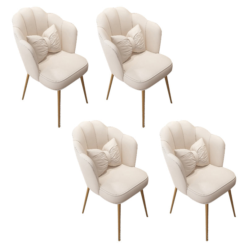 Scandinavian Dining Chair Solid Back Side Chair with 4 Metal Legs for Home Use Off-White 4 Piece Set Brass Gold Clearhalo ' kitchen&dining_furn' 'Dining Chairs' 'Dining Tables & Seating' 'dining_chair' 'furn' 'furn_dining_chair' 'Furniture' 'furniture_dining_chair' 'Kitchen & Dining Furniture' 'kitchen' 3598356