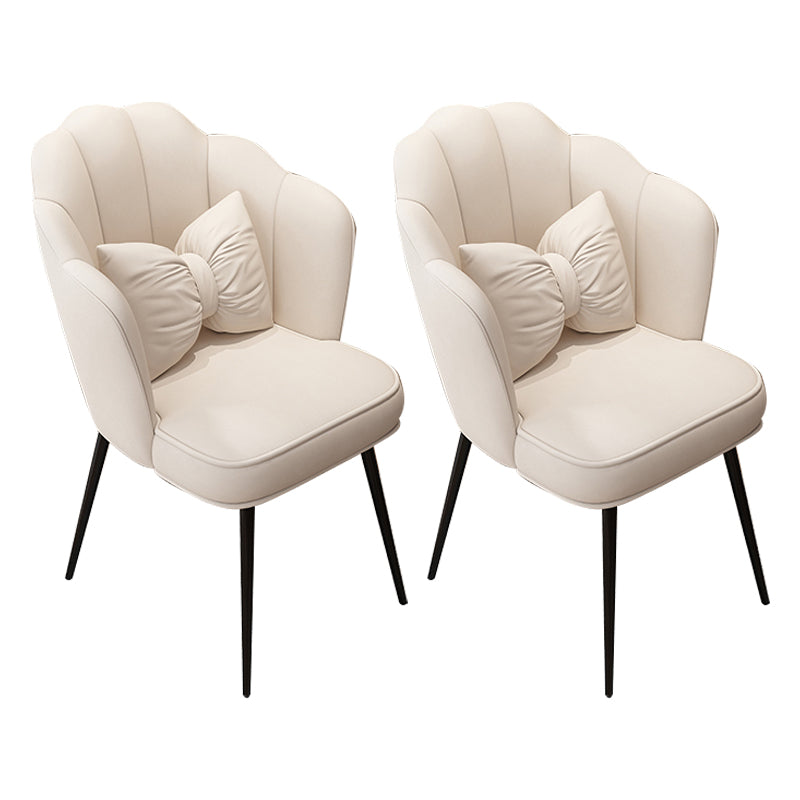 Scandinavian Dining Chair Solid Back Side Chair with 4 Metal Legs for Home Use Off-White 2 Piece Set Black Clearhalo ' kitchen&dining_furn' 'Dining Chairs' 'Dining Tables & Seating' 'dining_chair' 'furn' 'furn_dining_chair' 'Furniture' 'furniture_dining_chair' 'Kitchen & Dining Furniture' 'kitchen' 3598358