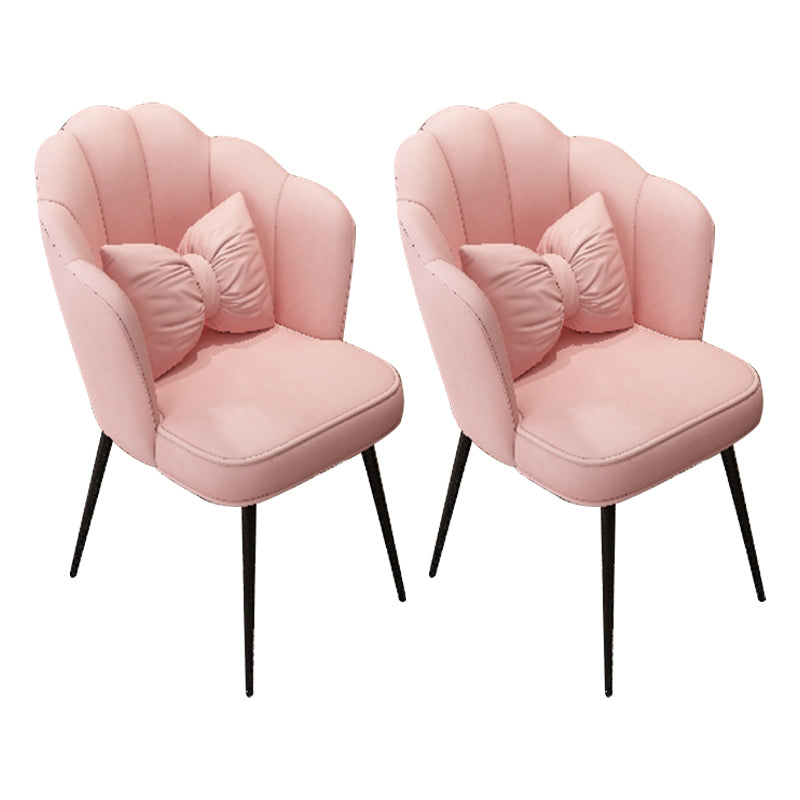 Scandinavian Dining Chair Solid Back Side Chair with 4 Metal Legs for Home Use Pink 2 Piece Set Black Clearhalo ' kitchen&dining_furn' 'Dining Chairs' 'Dining Tables & Seating' 'dining_chair' 'furn' 'furn_dining_chair' 'Furniture' 'furniture_dining_chair' 'Kitchen & Dining Furniture' 'kitchen' 3598363