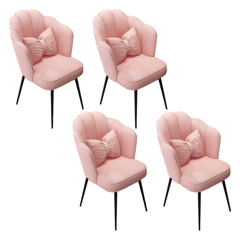 Scandinavian Dining Chair Solid Back Side Chair with 4 Metal Legs for Home Use Pink 4 Piece Set Black Clearhalo ' kitchen&dining_furn' 'Dining Chairs' 'Dining Tables & Seating' 'dining_chair' 'furn' 'furn_dining_chair' 'Furniture' 'furniture_dining_chair' 'Kitchen & Dining Furniture' 'kitchen' 3598365