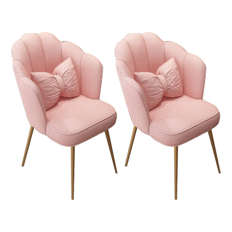 Scandinavian Dining Chair Solid Back Side Chair with 4 Metal Legs for Home Use Pink 2 Piece Set Brass Gold Clearhalo ' kitchen&dining_furn' 'Dining Chairs' 'Dining Tables & Seating' 'dining_chair' 'furn' 'furn_dining_chair' 'Furniture' 'furniture_dining_chair' 'Kitchen & Dining Furniture' 'kitchen' 3598370