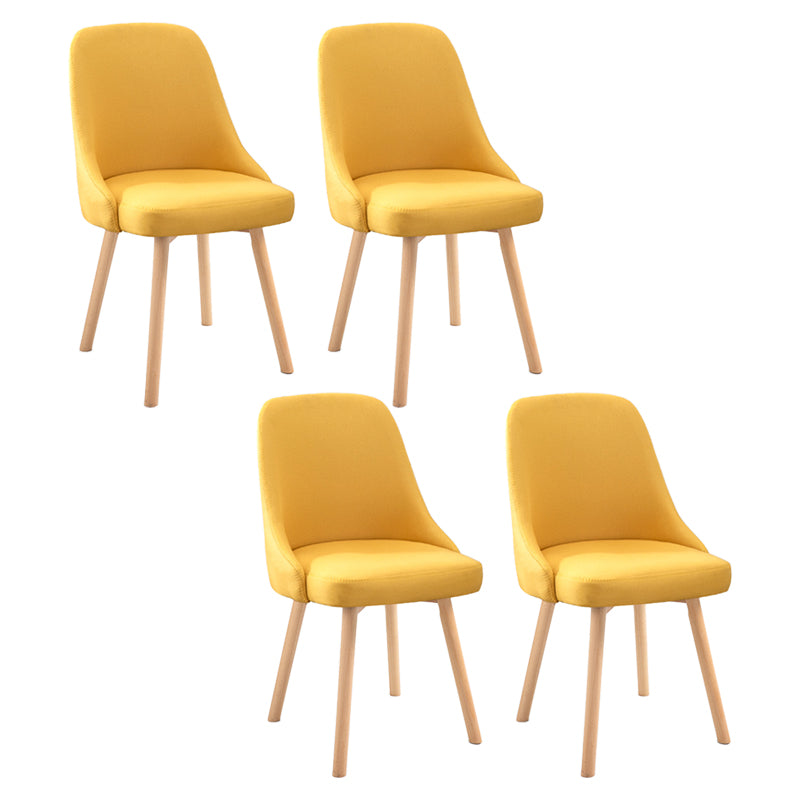 Scandinavian Beech Upholstered Side Chair Parsons Dining Chair for Home Wood Yellow 4 Piece Set Clearhalo ' kitchen&dining_furn' 'Dining Chairs' 'Dining Tables & Seating' 'dining_chair' 'furn' 'furn_dining_chair' 'Furniture' 'furniture_dining_chair' 'Kitchen & Dining Furniture' 'kitchen' 3598409