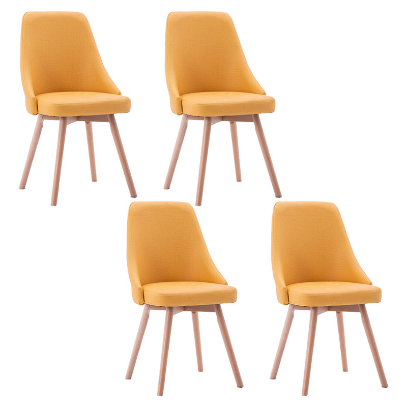Scandinavian Beech Upholstered Side Chair Parsons Dining Chair for Home Natural Yellow 4 Piece Set Clearhalo ' kitchen&dining_furn' 'Dining Chairs' 'Dining Tables & Seating' 'dining_chair' 'furn' 'furn_dining_chair' 'Furniture' 'furniture_dining_chair' 'Kitchen & Dining Furniture' 'kitchen' 3598445