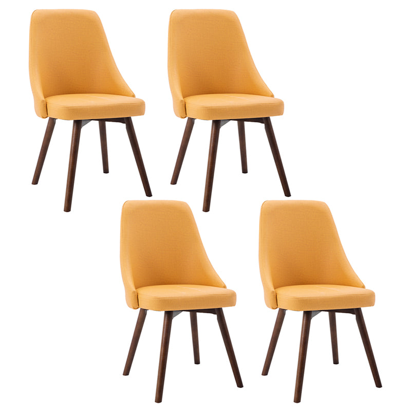 Scandinavian Beech Upholstered Side Chair Parsons Dining Chair for Home Walnut Yellow 4 Piece Set Clearhalo ' kitchen&dining_furn' 'Dining Chairs' 'Dining Tables & Seating' 'dining_chair' 'furn' 'furn_dining_chair' 'Furniture' 'furniture_dining_chair' 'Kitchen & Dining Furniture' 'kitchen' 3598448