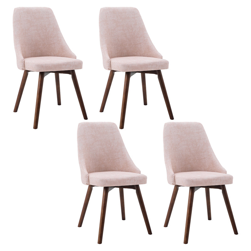 Scandinavian Beech Upholstered Side Chair Parsons Dining Chair for Home Walnut Pink 4 Piece Set Clearhalo ' kitchen&dining_furn' 'Dining Chairs' 'Dining Tables & Seating' 'dining_chair' 'furn' 'furn_dining_chair' 'Furniture' 'furniture_dining_chair' 'Kitchen & Dining Furniture' 'kitchen' 3598460