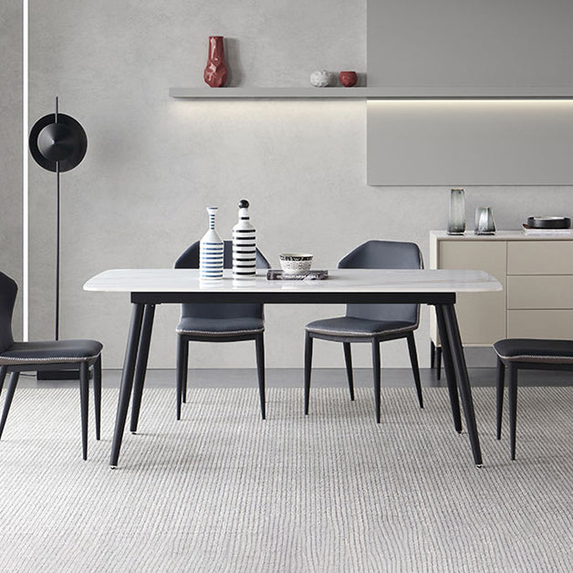 Sintered Stone Modern Dining Table Rectangle Table with 4 Legs for Home Clearhalo ' dining_table' 'Dining Tables & Seating' 'Dining Tables' 'furn' 'furn_dining_table' 'Furniture' 'furniture_dining_table' 'Kitchen & Dining Furniture' 'kitchen&dining_furn' 'kitchen' 'kitchen_dining_table' 3598470