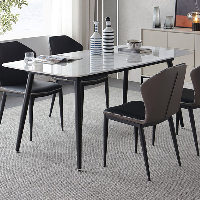 Sintered Stone Modern Dining Table Rectangle Table with 4 Legs for Home Clearhalo ' dining_table' 'Dining Tables & Seating' 'Dining Tables' 'furn' 'furn_dining_table' 'Furniture' 'furniture_dining_table' 'Kitchen & Dining Furniture' 'kitchen&dining_furn' 'kitchen' 'kitchen_dining_table' 3598471