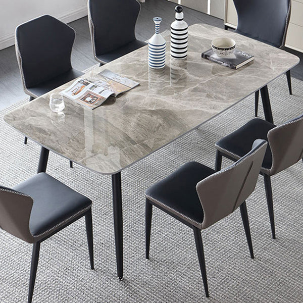 Sintered Stone Modern Dining Table Rectangle Table with 4 Legs for Home Gray Without Chairs Clearhalo ' dining_table' 'Dining Tables & Seating' 'Dining Tables' 'furn' 'furn_dining_table' 'Furniture' 'furniture_dining_table' 'Kitchen & Dining Furniture' 'kitchen&dining_furn' 'kitchen' 'kitchen_dining_table' 3598472