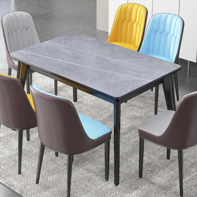 Rectangle Grey Tone Dining Table Sintered Stone Table Modern with 4 Legs Pedestal Clearhalo ' dining_table' 'Dining Tables & Seating' 'Dining Tables' 'furn' 'furn_dining_table' 'Furniture' 'furniture_dining_table' 'Kitchen & Dining Furniture' 'kitchen&dining_furn' 'kitchen' 'kitchen_dining_table' 3598482