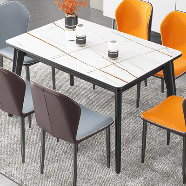 Rectangle Grey Tone Dining Table Sintered Stone Table Modern with 4 Legs Pedestal Gold Without Chairs Clearhalo ' dining_table' 'Dining Tables & Seating' 'Dining Tables' 'furn' 'furn_dining_table' 'Furniture' 'furniture_dining_table' 'Kitchen & Dining Furniture' 'kitchen&dining_furn' 'kitchen' 'kitchen_dining_table' 3598483