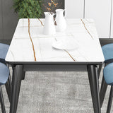 Rectangle Grey Tone Dining Table Sintered Stone Table Modern with 4 Legs Pedestal Clearhalo ' dining_table' 'Dining Tables & Seating' 'Dining Tables' 'furn' 'furn_dining_table' 'Furniture' 'furniture_dining_table' 'Kitchen & Dining Furniture' 'kitchen&dining_furn' 'kitchen' 'kitchen_dining_table' 3598487