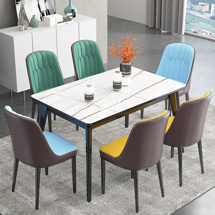 Rectangle Grey Tone Dining Table Sintered Stone Table Modern with 4 Legs Pedestal Clearhalo ' dining_table' 'Dining Tables & Seating' 'Dining Tables' 'furn' 'furn_dining_table' 'Furniture' 'furniture_dining_table' 'Kitchen & Dining Furniture' 'kitchen&dining_furn' 'kitchen' 'kitchen_dining_table' 3598493