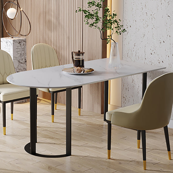 Contemporary Dining Table Sintered Stone Table with Sled Base for Dining Clearhalo ' dining_table' 'Dining Tables & Seating' 'Dining Tables' 'furn' 'furn_dining_table' 'Furniture' 'furniture_dining_table' 'Kitchen & Dining Furniture' 'kitchen&dining_furn' 'kitchen' 'kitchen_dining_table' 3598500