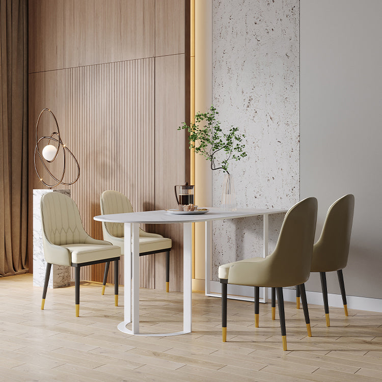 Contemporary Dining Table Sintered Stone Table with Sled Base for Dining Clearhalo ' dining_table' 'Dining Tables & Seating' 'Dining Tables' 'furn' 'furn_dining_table' 'Furniture' 'furniture_dining_table' 'Kitchen & Dining Furniture' 'kitchen&dining_furn' 'kitchen' 'kitchen_dining_table' 3598508