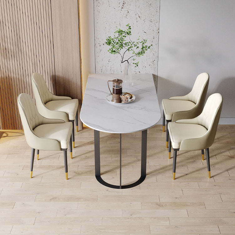 Contemporary Dining Table Sintered Stone Table with Sled Base for Dining Clearhalo ' dining_table' 'Dining Tables & Seating' 'Dining Tables' 'furn' 'furn_dining_table' 'Furniture' 'furniture_dining_table' 'Kitchen & Dining Furniture' 'kitchen&dining_furn' 'kitchen' 'kitchen_dining_table' 3598510