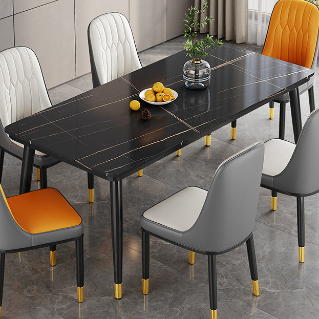 Contemporary style Rectangle Dining Table Stone Furniture for Dining Room Black Without Chairs Clearhalo ' dining_table' 'Dining Tables & Seating' 'Dining Tables' 'furn' 'furn_dining_table' 'Furniture' 'furniture_dining_table' 'Kitchen & Dining Furniture' 'kitchen&dining_furn' 'kitchen' 'kitchen_dining_table' 3598524