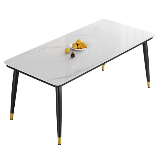 Contemporary style Rectangle Dining Table Stone Furniture for Dining Room White Without Chairs Clearhalo ' dining_table' 'Dining Tables & Seating' 'Dining Tables' 'furn' 'furn_dining_table' 'Furniture' 'furniture_dining_table' 'Kitchen & Dining Furniture' 'kitchen&dining_furn' 'kitchen' 'kitchen_dining_table' 3598530