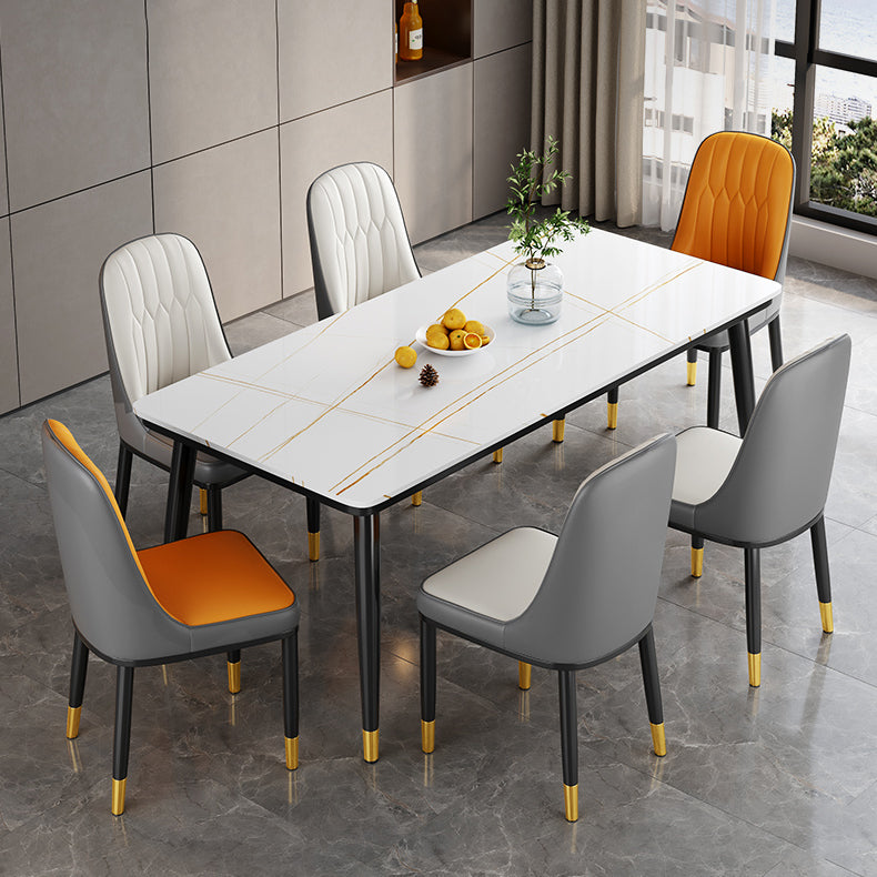 Contemporary style Rectangle Dining Table Stone Furniture for Dining Room Clearhalo ' dining_table' 'Dining Tables & Seating' 'Dining Tables' 'furn' 'furn_dining_table' 'Furniture' 'furniture_dining_table' 'Kitchen & Dining Furniture' 'kitchen&dining_furn' 'kitchen' 'kitchen_dining_table' 3598532