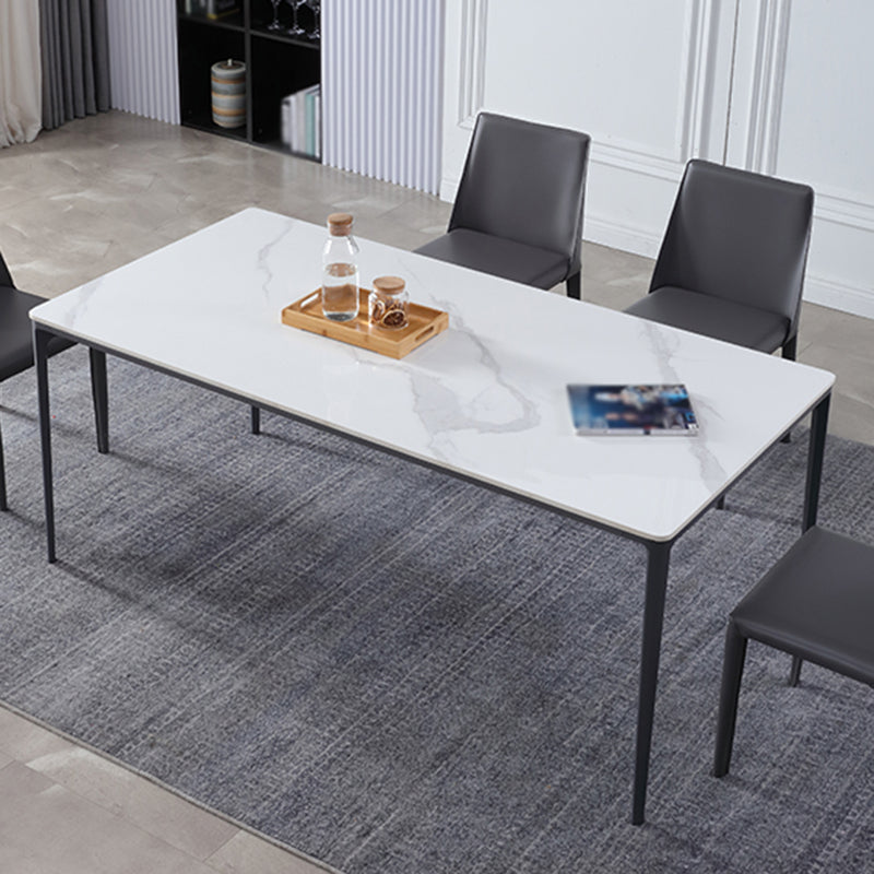 Rectangle 4 Legs Modern Dining Table Two-Color Fixed Table with Sintered Stone Clearhalo ' dining_table' 'Dining Tables & Seating' 'Dining Tables' 'furn' 'furn_dining_table' 'Furniture' 'furniture_dining_table' 'Kitchen & Dining Furniture' 'kitchen&dining_furn' 'kitchen' 'kitchen_dining_table' 3598535