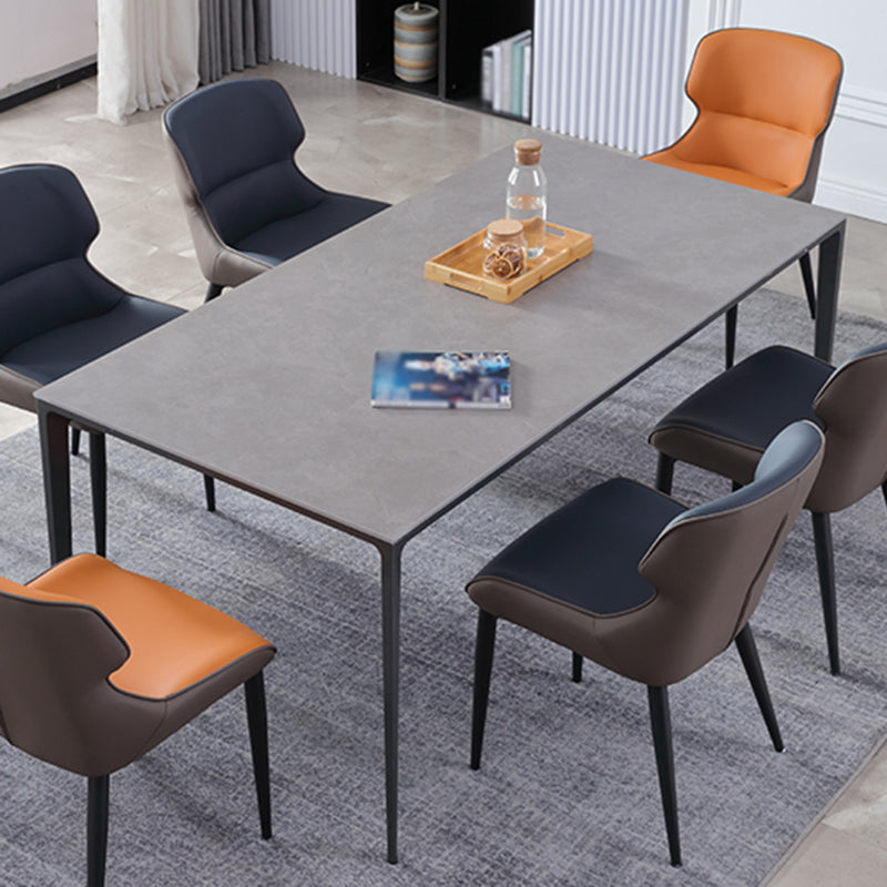 Rectangle 4 Legs Modern Dining Table Two-Color Fixed Table with Sintered Stone Clearhalo ' dining_table' 'Dining Tables & Seating' 'Dining Tables' 'furn' 'furn_dining_table' 'Furniture' 'furniture_dining_table' 'Kitchen & Dining Furniture' 'kitchen&dining_furn' 'kitchen' 'kitchen_dining_table' 3598545