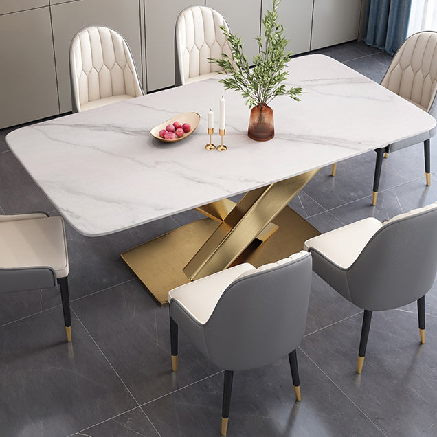 Sintered Stone White Dining Table Simplicity Pedestal Table for Dining Room Clearhalo ' dining_table' 'Dining Tables & Seating' 'Dining Tables' 'furn' 'furn_dining_table' 'Furniture' 'furniture_dining_table' 'Kitchen & Dining Furniture' 'kitchen&dining_furn' 'kitchen' 'kitchen_dining_table' 3598562