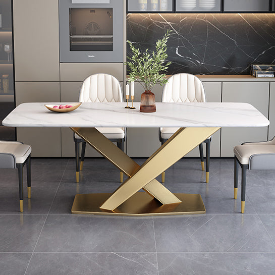 Sintered Stone White Dining Table Simplicity Pedestal Table for Dining Room Clearhalo ' dining_table' 'Dining Tables & Seating' 'Dining Tables' 'furn' 'furn_dining_table' 'Furniture' 'furniture_dining_table' 'Kitchen & Dining Furniture' 'kitchen&dining_furn' 'kitchen' 'kitchen_dining_table' 3598565
