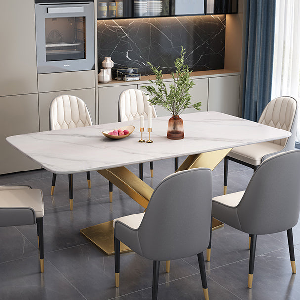 Sintered Stone White Dining Table Simplicity Pedestal Table for Dining Room Clearhalo ' dining_table' 'Dining Tables & Seating' 'Dining Tables' 'furn' 'furn_dining_table' 'Furniture' 'furniture_dining_table' 'Kitchen & Dining Furniture' 'kitchen&dining_furn' 'kitchen' 'kitchen_dining_table' 3598566