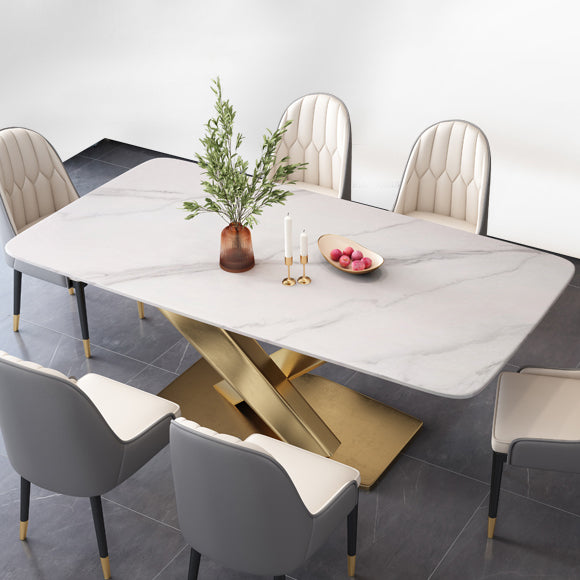 Sintered Stone White Dining Table Simplicity Pedestal Table for Dining Room Clearhalo ' dining_table' 'Dining Tables & Seating' 'Dining Tables' 'furn' 'furn_dining_table' 'Furniture' 'furniture_dining_table' 'Kitchen & Dining Furniture' 'kitchen&dining_furn' 'kitchen' 'kitchen_dining_table' 3598567