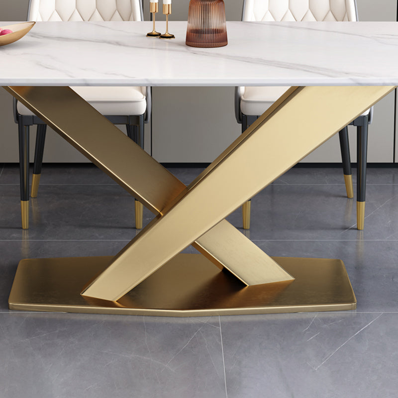 Sintered Stone White Dining Table Simplicity Pedestal Table for Dining Room Clearhalo ' dining_table' 'Dining Tables & Seating' 'Dining Tables' 'furn' 'furn_dining_table' 'Furniture' 'furniture_dining_table' 'Kitchen & Dining Furniture' 'kitchen&dining_furn' 'kitchen' 'kitchen_dining_table' 3598569